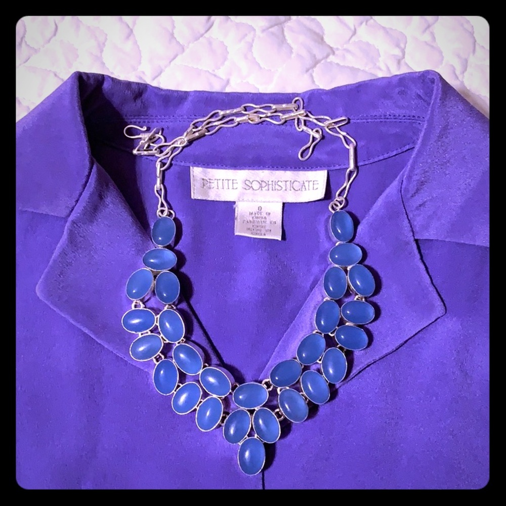 Statement Blue gemstone 2 PC Set necklace & earrings